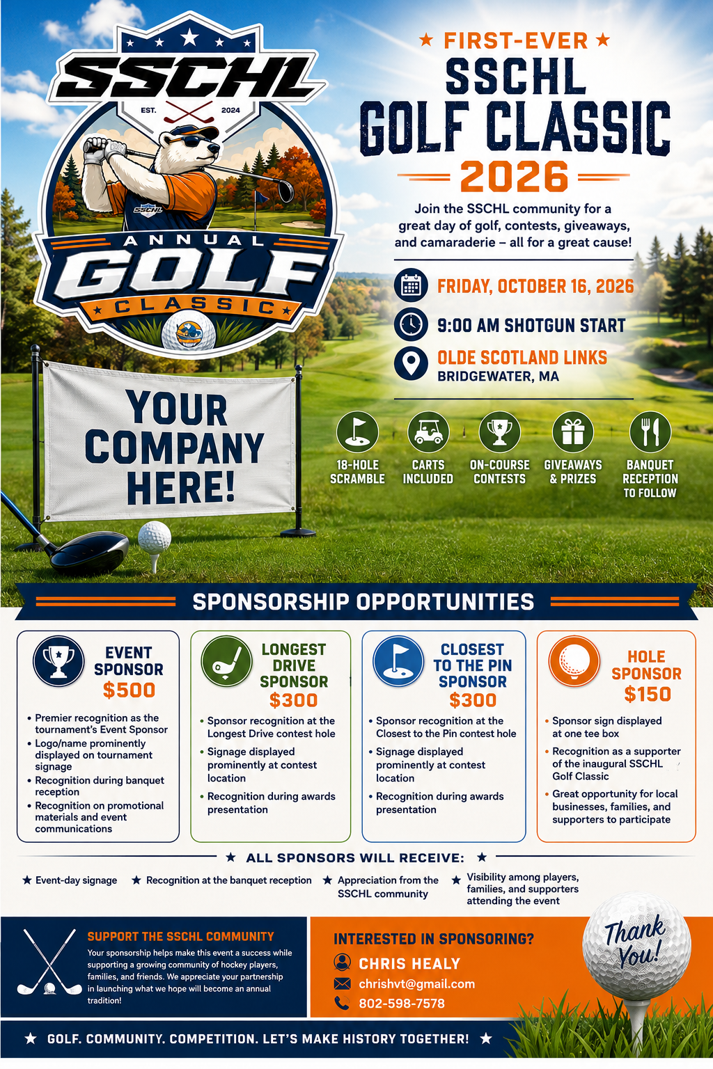 SSCHL Golf Classic Sponsorship Levels
